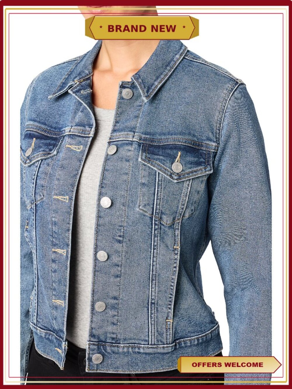 Women's Original Trucker Jacket Stretch Denim Slightly Fitted Hip